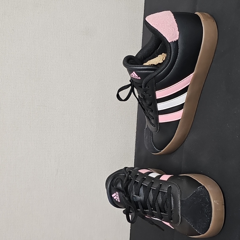 adidas Black Pink Sneakers with Gum Sole